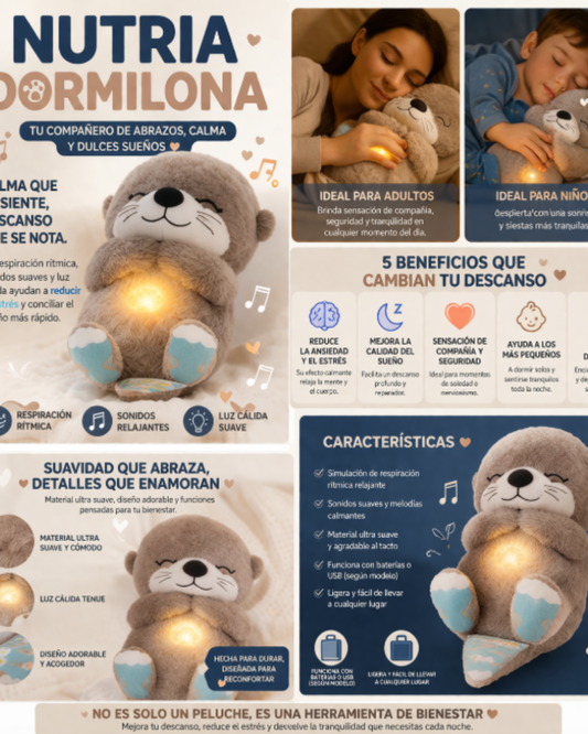 Nutria Dormilona – Muñeco Relajante para el Descanso y la Calma